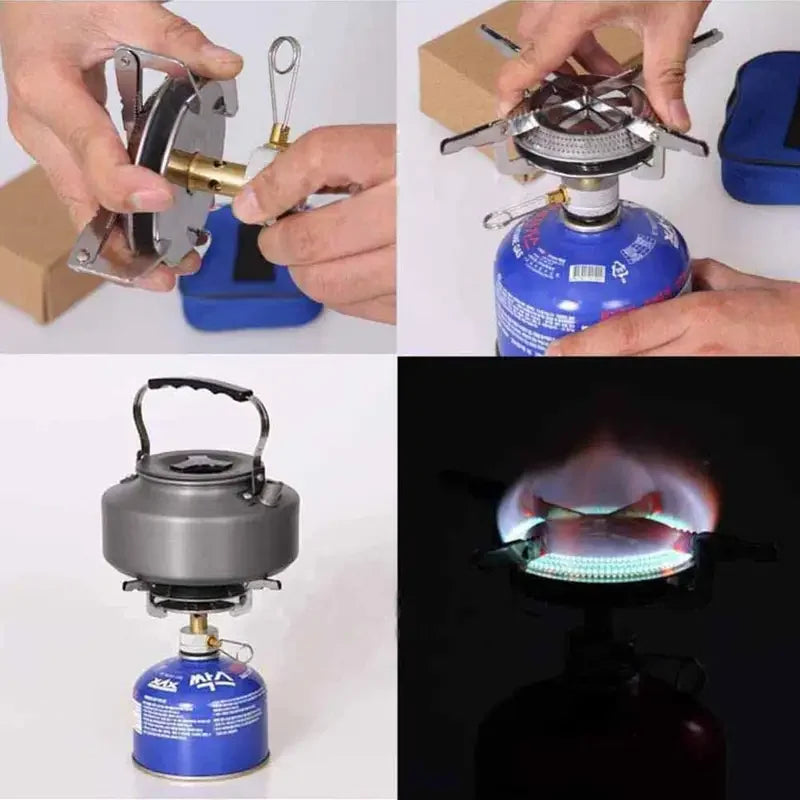Portable Foldable Camping Gas Stove Silver-3