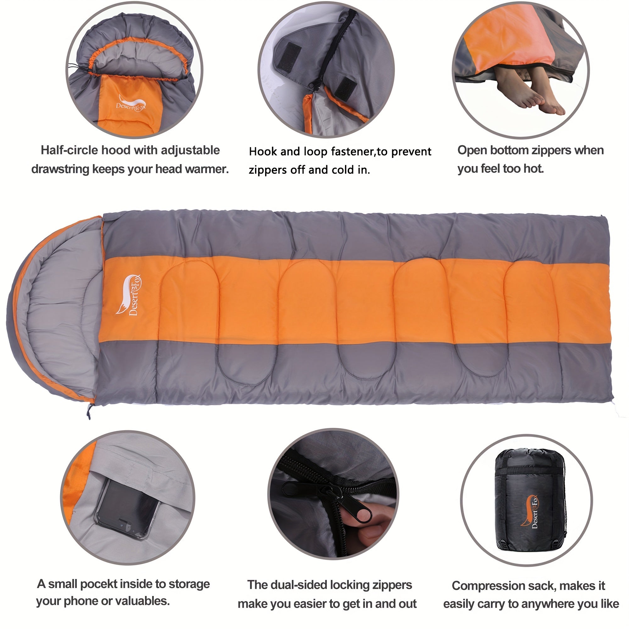 3-Season Lightweight Sleeping Bag for Hiking Camping-1